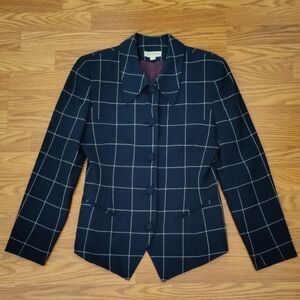 Ann Taylor Blue Checkered Women's Blazer Jacket